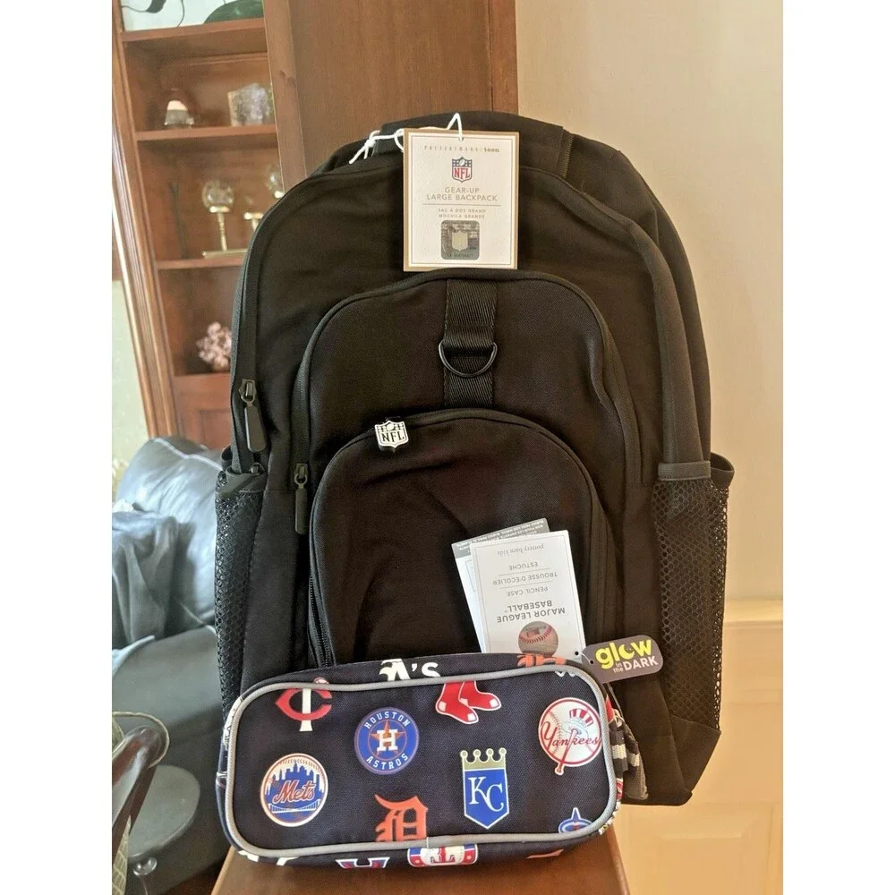 Pottery Barn School LARGE BACKPACK LUNCH WATER Baseball Travel Sport BAG NFL boy